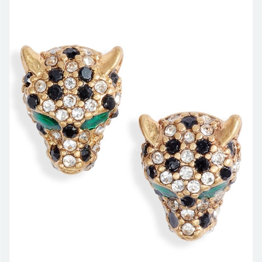 Stella & Dot Gold and Black Roar Earrings